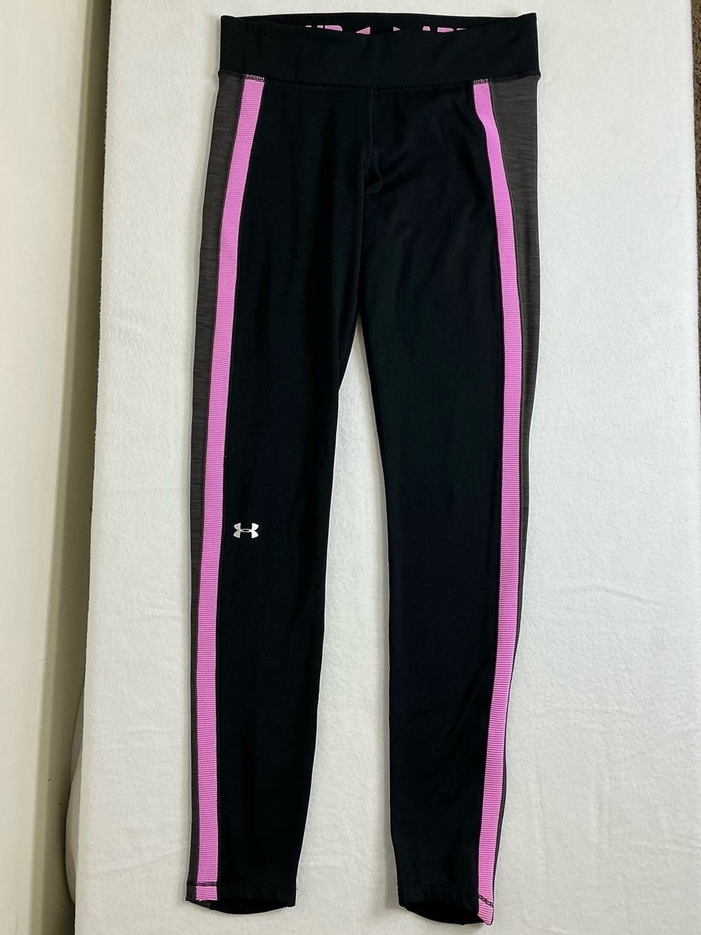 Under Armour Women’s S HeatGear Colorblock Leggings Black Gray Pink